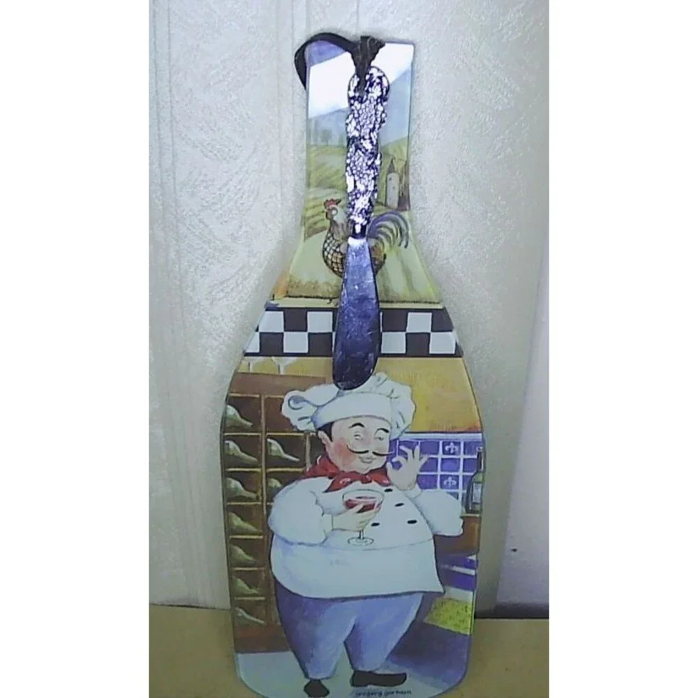 Tempered Glass Cutting/ Cheese Wine Bottle Design Chef by Gregory Gorham